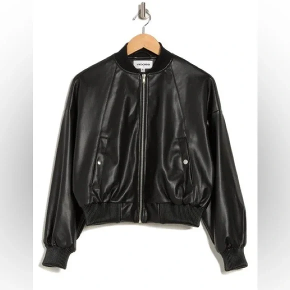 VIGOSS Faux Leather Bomber Jacket NWT - Picture 2 of 7